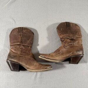 Women's Durango Brown Leather Cowboy Boots Western Rodeo 8M